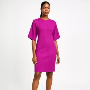 COS Purple Crew Neck Dolman Sleeve Stretch Knee Length Mini Sheath Dress Size S